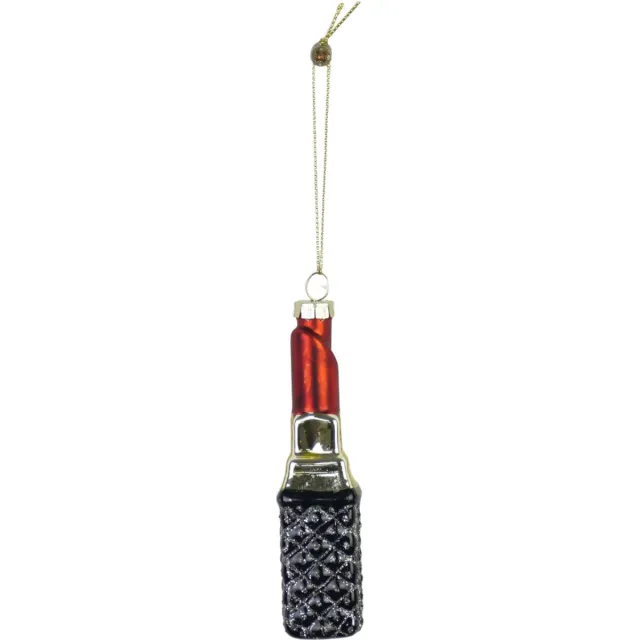 Housevitamin Kersthanger Lippenstift – Glas – Rood/Goud – 3×3×11 cm – Glamour Kerstornament – Fashion Kerstversiering multi