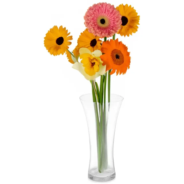 Giftdecor Bloemenvaas klassiek - transparant glas - D17 x H37 cm - trompet model - boeketvaas