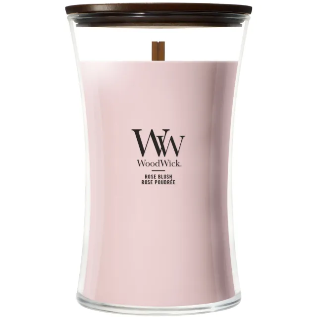 Woodwick Hourglass - Rose Blush - Large Geurkaars - 130 branduren, foto 2