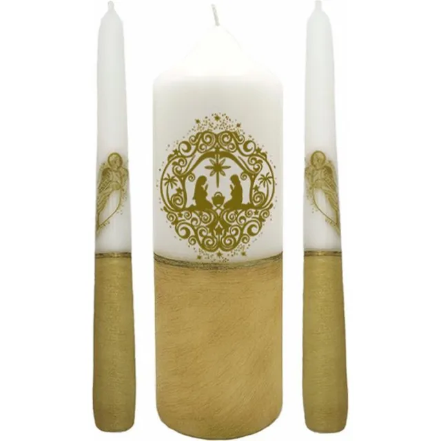 Van Licht Kerstkaarsen Cadeauset Goud 3 stuks Wit/goud