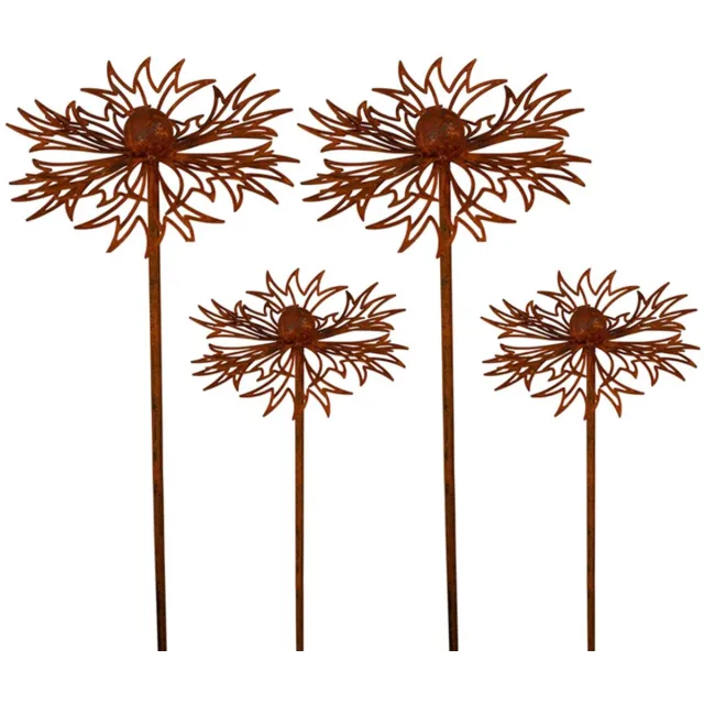 Oemmn 4 stks Rustieke Metalen Bluebonnet Stake Decoratieve Tuin Art Roest Afwerking Ijzer Gazon Ornament Outdoor Decoraties voor Tuin Yard Stakes