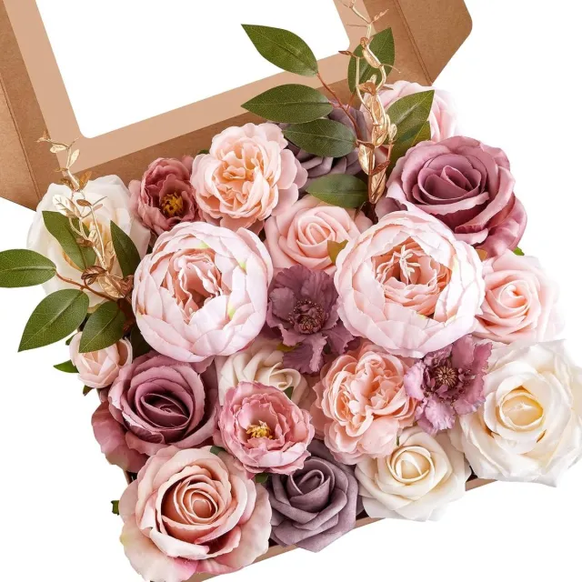 Famanu Kunstbloemen Bourgondië Roze Bloemen voor Bruids Boeketten Bruiloft Decoraties Taart Bloemen voor Home Party Tafel Centerpieces Arrangements Decor Indoor Outdoor Valentijns Geschenk
