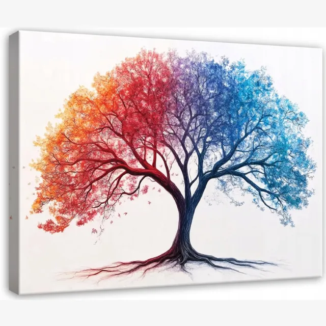 WALLARENA Canvas schilderij - 60x40 cm - abstract levensboom voor slaapkamer, woonkamer, keuken multikleurig