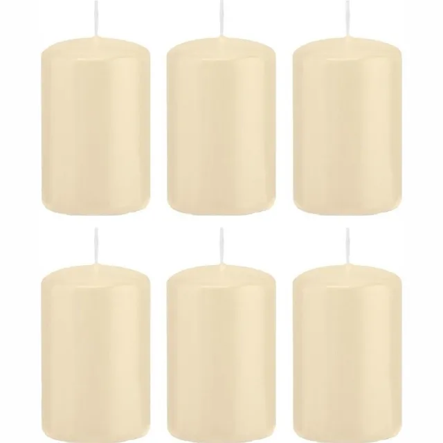 Trend Candles Cilinderkaars/stompkaars - 6x - cremewit - 5 x 8 cm - 18 branduren - met brandvertragende folie