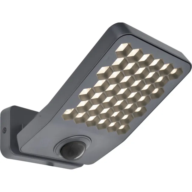 LUTEC Atlantis - LED security wandlamp voor buiten - Anti-verblinding - PIR bewegingssensor - Premium aluminium - 2000Lm krachtig licht - 4000K helder wit licht - IP54 extra weerbestendig - Donkergrijs