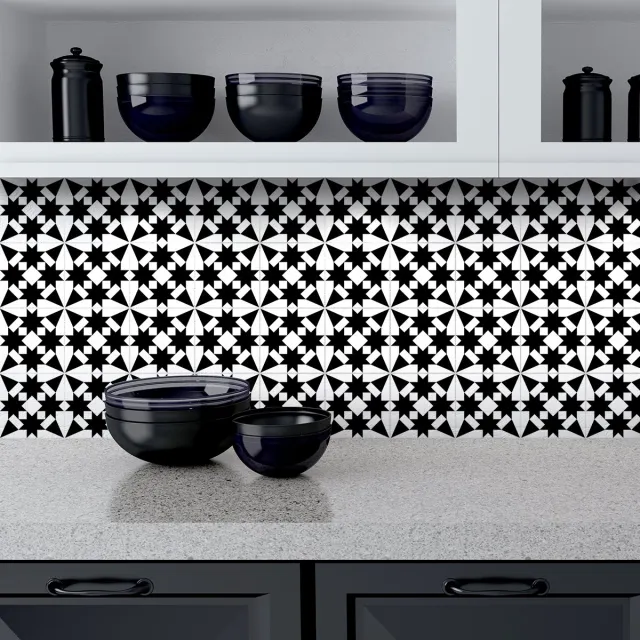 Ambiance Sticker Zelfklevende tegelmuurstickers voor keuken en badkamer - 24 Oosterse Giza cementtegelstickers - 24 stickers 10x10cm Multi color