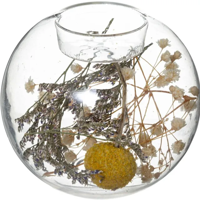 Atmosphera Créateur d'intérieur® Lichthouder met gedroogde bloemen FOLK Jaune