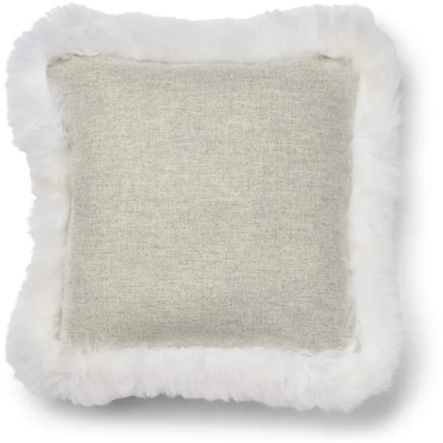 Sheepskin House Wollen Kussen - LW rand - 52x52 cm Silver/Ivory