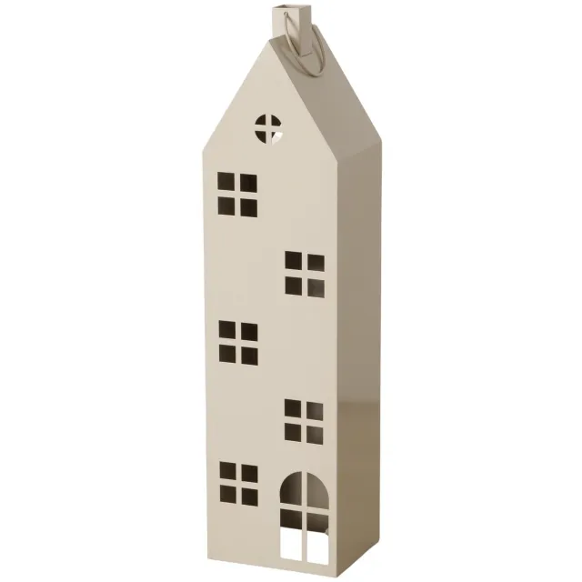 Boltze Home lantaarn gepoedercoat metaal alba huis 24x20x93cm beige