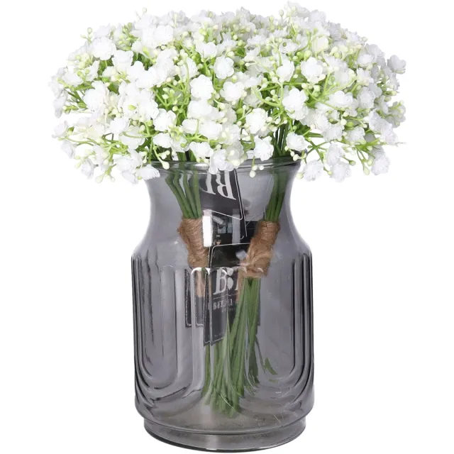 Bellatio Design Kunstbloemen boeket Gipskruid - 2x - 33 cm - wit - kunst zijdebloem - Gypsophila