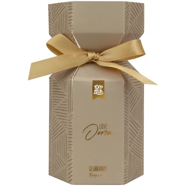100%LEUK Geurkaars in cadeauverpakking - Oma Goud