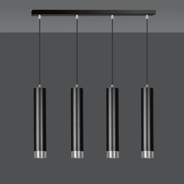 Emibig Gavle 4L zwarte pendelkoker GU10 met chroom afwerking - Perfect voor moderne interieurs Zwartachtig
