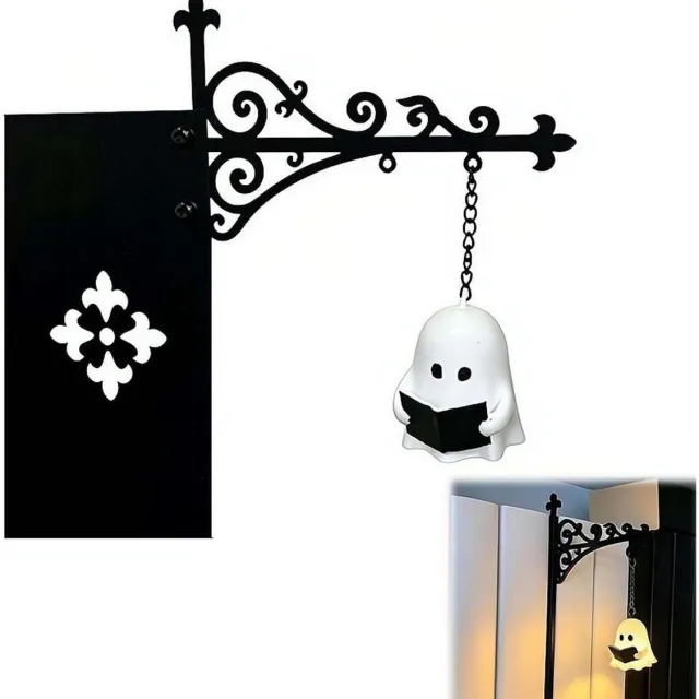 PZCC Boekensteun metaal - Boekenstandaard - Boekensteun met Lamp - Bibliotheeklantaarn - Miniatuur Boekenplank Lantaarn - Boekenkast leeslampjes - Decoratieve boekenplankverlichting - Halloween Decoratie - Voor Woonkamer, Bureau, Kast en Feest zwart