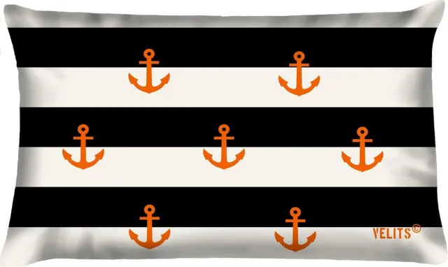 Velits outdoor Sierkussen - Buitenkussen Oitnb Waterafstotend Bootkussen Streep Ankers - Multicolor - 60 Cm X 40 Cm oranje