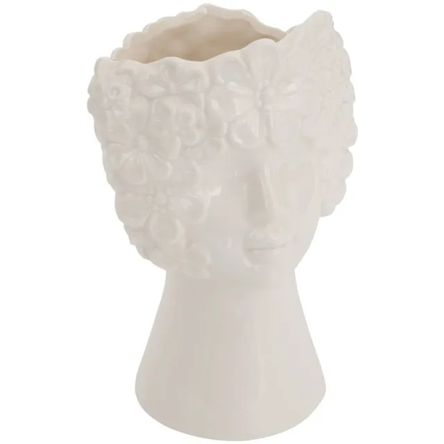 Atmosphera Créateur d'intérieur® Keramische vaas met bloemenkrans FLDR Blanc