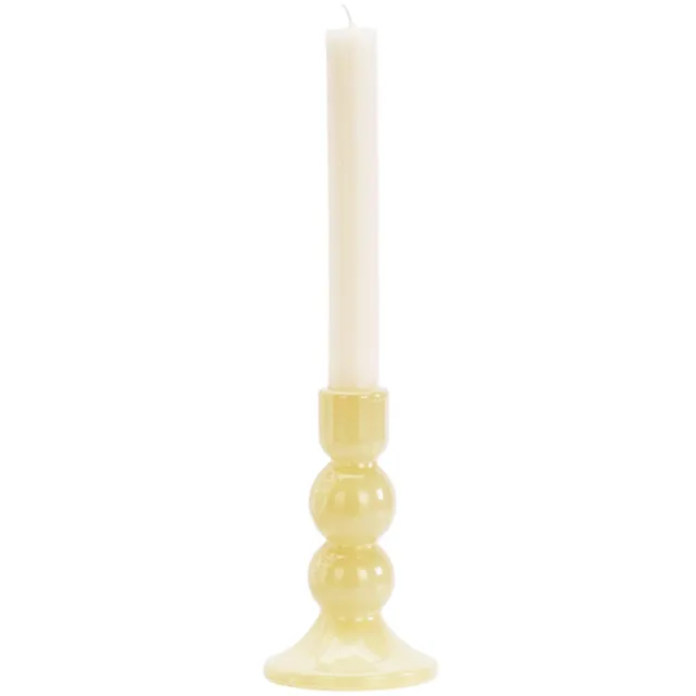 Madam Stoltz Glazen kandelaar - Honing geel - 14,5 cm