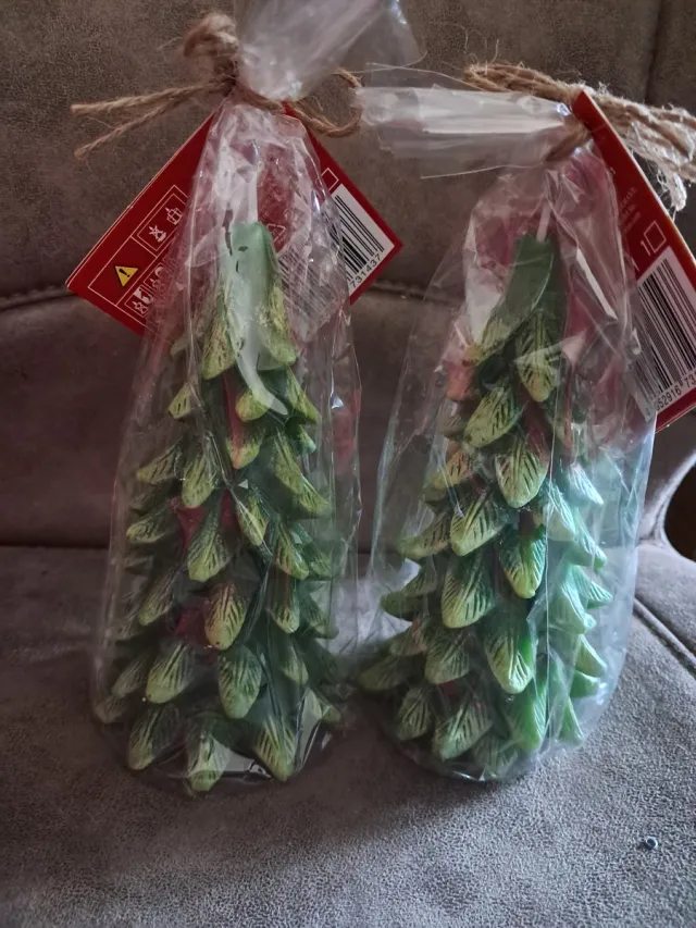 livarno Home 2 stuks Kerstboom Kaars - Groen - 14 cm hoog - Kerstkaars