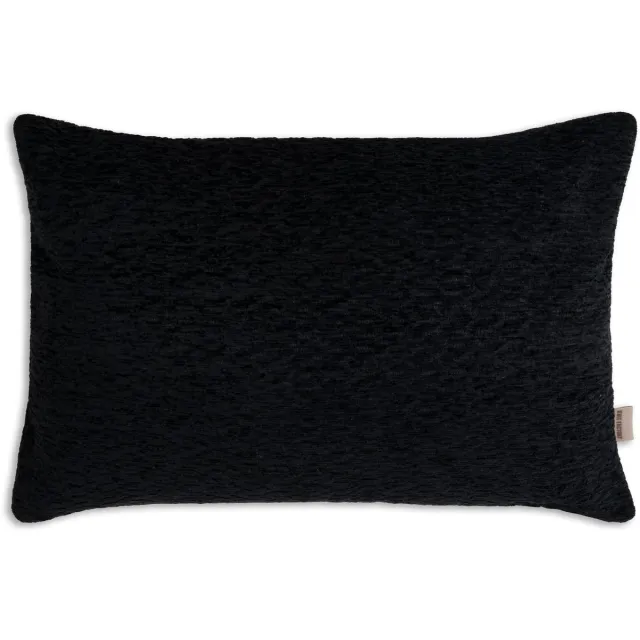 Knit Factory Evita Sierkussen - Rechthoekig kussen - Kussen woonkamer - Bank kussen - Decoratie kussen - Modern - Zwart - 60x40 cm - Kussenhoes inclusief kussenvulling