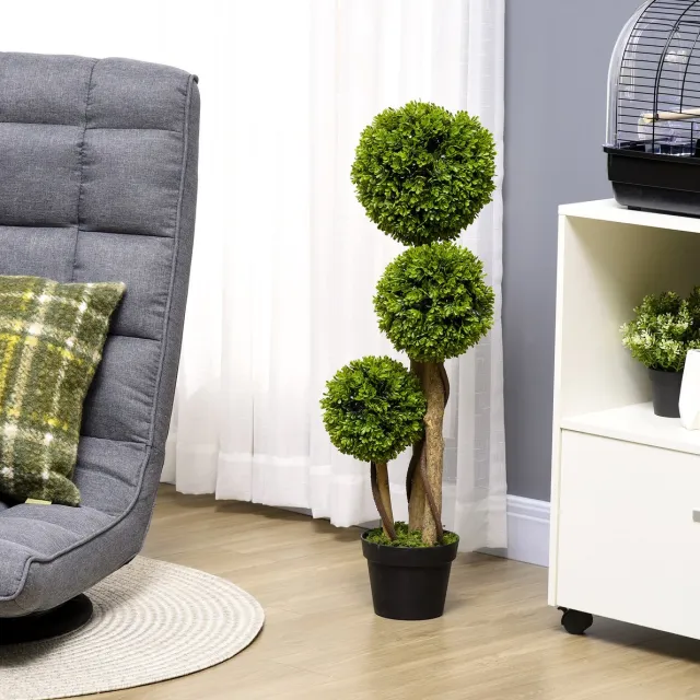 STILVORA Kunstplant Buxus 90 Cm Met Uv Bescherming Kunststof Groen Voor Binnen En Buiten Met Pot Onderhoudsvriendelijk