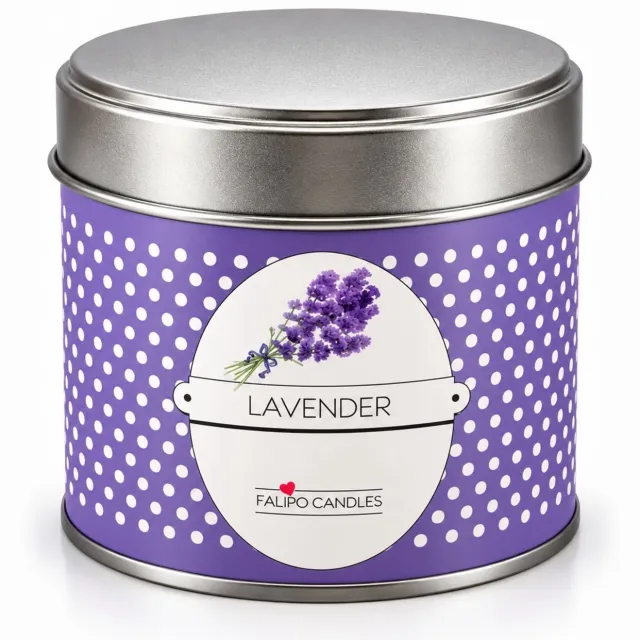 Falipo Candles Geurkaars lavender groot (200ml) paars