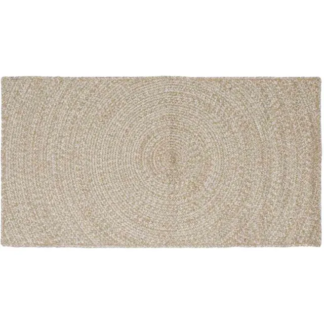 vidaXL Gebied - Tapijt - Natuurlijk - en - Wit - 80 - x - 150 - cm - Jute Natuurlijk en Wit