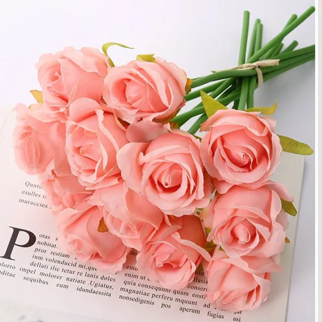 Double Horse Zijden Boeket Diamanten Roos – 29cm hoog – 36 stelen - doe-het-zelf boeket – DIY – alle kunstbloemen los geleverd – Lente – multi color – Kunstbloemen - nep bloemen - nepbloemen - kunstplanten Lichtroze