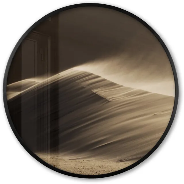 FrameYourWall Poster in lijst Rond - Fotolijst 80x80 cm - Posters - Woestijn - Zand - Natuur - Duin - Ronde posterlijst zwart - Decoratie - Wanddecoratie woonkamer - Muurdecoratie slaapkamer