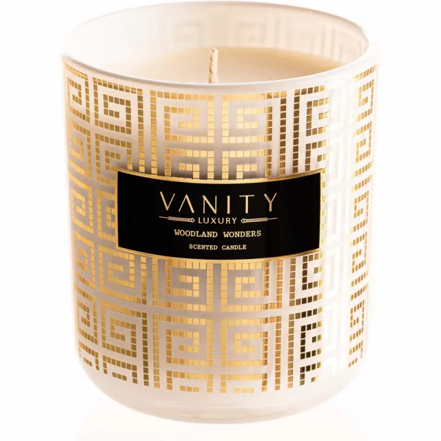 Vanity Luxury Geurkaars – Woodland Wonders - 60 branduren - 100% Natuurlijke Sojawax Wit