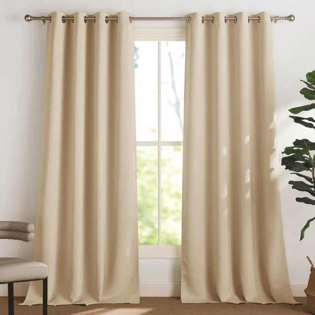 Ibenzoa Verduisteringsgordijnen Set van 2 met Ogen – Perfecte Decoratie voor Elke Ruimte Biscotti Beige
