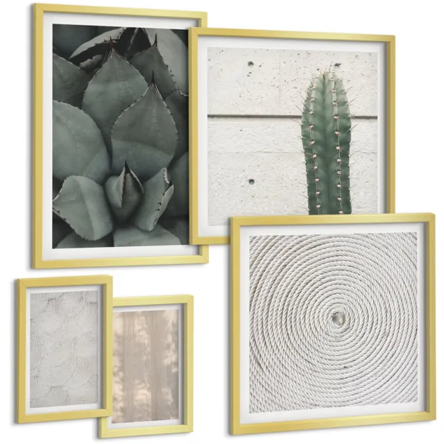 TULUP 5-Delige Schilderij Set - Zomerse texturen van dichtbij in een tropisch klimaat - 50 x 50 cm, 20 x 30 cm en 40 x 60 cm - Decoratieve Schilderijen - Woonkamer - Interieur - Muurdecoratie Gouden lijst