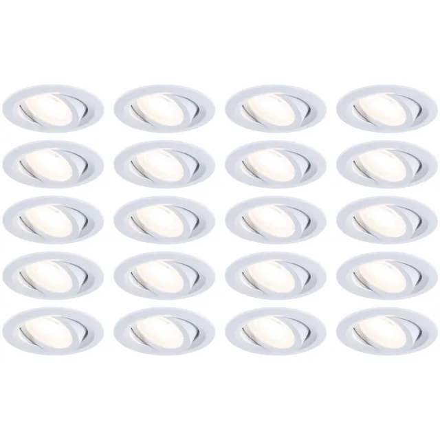 Paulmann LED-inbouwlamp FixedLED Set van 20 draaibaar 25° 20x4,8W 20x460lm 230V 3000K Wit