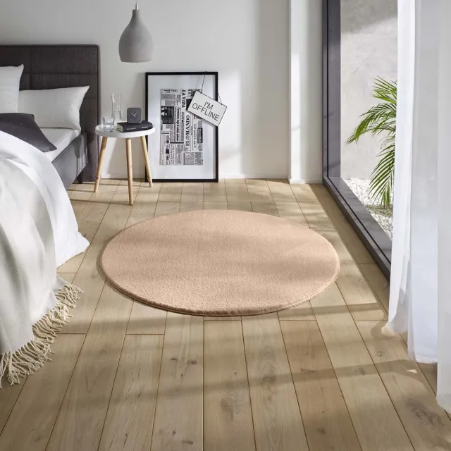 Tapeso Rond zacht vloerkleed - Loft beige (wasbaar 30°C) 120