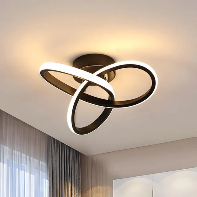 Zyronn Moderne LED Plafondlamp - 22W 2500LM 3000K Diameter 25 Cm Warm Wit met Gebogen Design - Half Inbouw Plafondverlichting voor Slaapkamer & Badkamer - Energiezuinige Keukenlamp Zwart warm licht