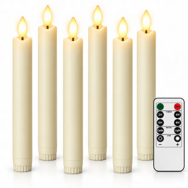 Luft Realistische LED Kaarsen met vlam - Warme kleur - 6 Kaarsen - incl. afstandbediening - Nep kaarsen met flikkerende vlam - 300+ branduren - Luft Diner kaarsen