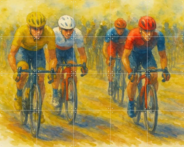 IXXI De Laatste Demarage, Natalie Bruns - 100 x 80 cm - Grote wanddecoratie en posters - Schilderijen, Impressionisme, Aquarel, Woonkamer Geel