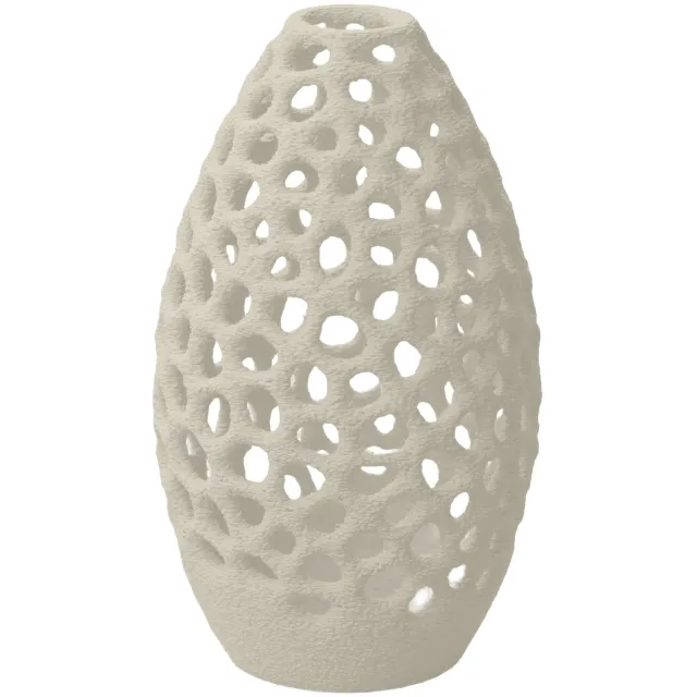Layvo PETRA Vaas - Crème - D15 x H25 cm - droogbloemen vaas - gerecycled plastic