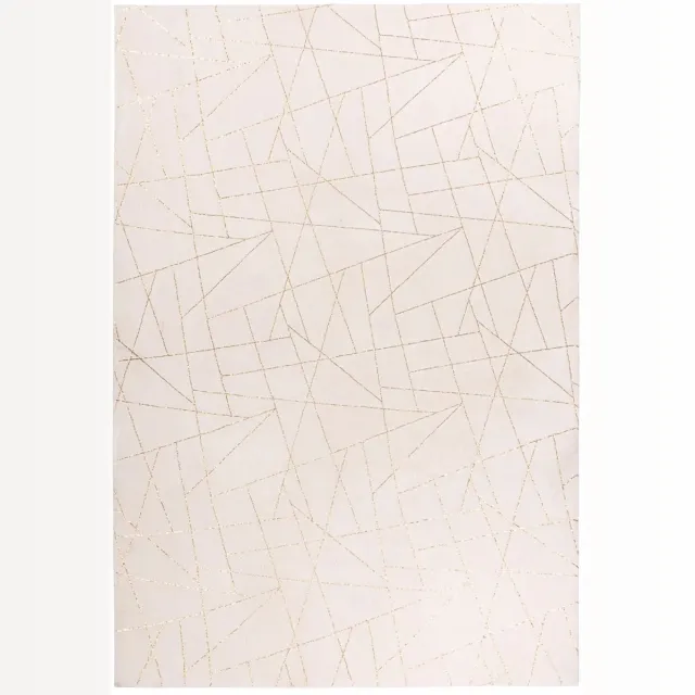 Dutch XXL Hoogpolig Vloerkleed | Tapijt | Bijou | Geometrisch | Crème/Goud