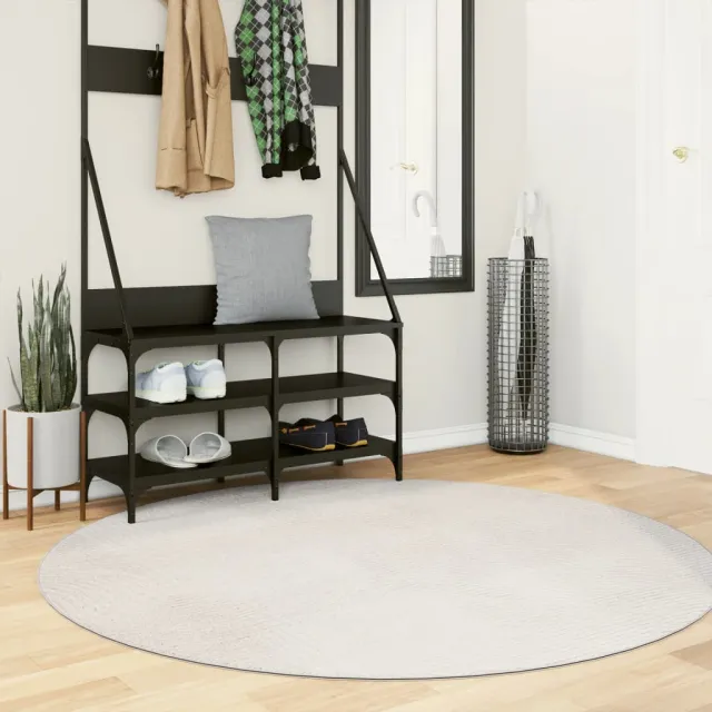 vidaXL Vloerkleed IZA laagpolig Scandinavisch Ø 160 cm crèmekleurig, foto 2