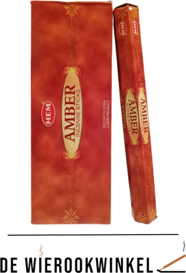 HEM De Wierookwinkel - Losse koker - Wierook - Amber - Amber Wierook - Wierookstokjes Amber - (HEM) - Wierooksticks - Incense sticks - 1 Koker - 20 Stokjes