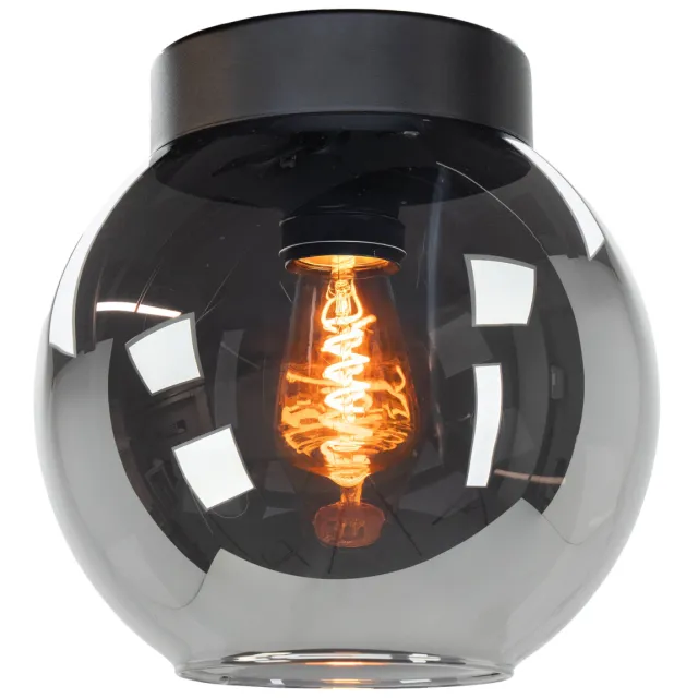 EGLO Centara Plafondlamp - E27 - Ø 20 cm - Zwart/Smoke Glas Zwart;Zwart-Transparant;