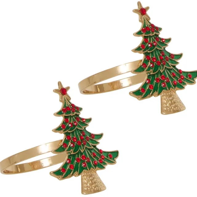 Atmosphera Créateur d'intérieur® Set van 2 servetringen in de vorm van een kerstboom Multicolore