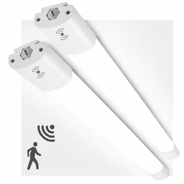 LOVHAUS 2 Stuks LED TL Armaturen 90 cm - Bewegingssensor en Lichtsensor - 30W 3300LM - 4000K - IP66 - Koppelbaar Wit