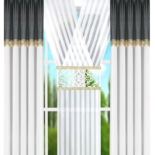 Unieke Gordijnenset Gordijnen Unieke Gordijnenset | Decoratieve gordijnenset voor woonkamer slaapkamer | Gordijnen met Gordijnen | Paneelgordijnen | Moderne woondecoratie L478C Grijs