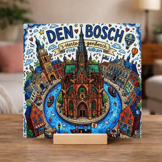 Bedruk King Stadstegel Den bosch Doodle Style Wit
