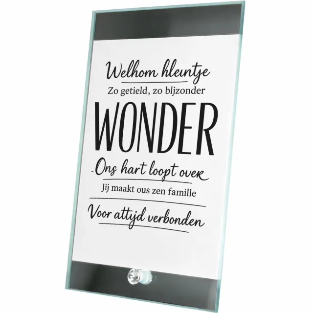 Mr Cadeautjes Glasframe 15 x 23 - design Een warme familieboodschap met één krachtwoord als visuele b | cadeau Wit