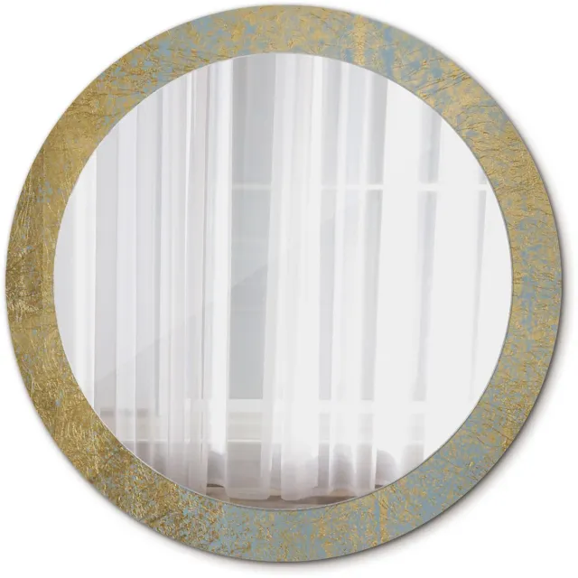 TULUP Spiegel - Ronde Spiegel - Spiegel op gehard Glas - Loftpatroon - Diameter: 80 cm - Spiegel met decoratief motief - Woonkamerspiegel - Inloopkastspiegel - Spiegel voor kantoor of studio - Gele - Origineel cadeau - Spiegel Met Haken Geel Loftpatroon