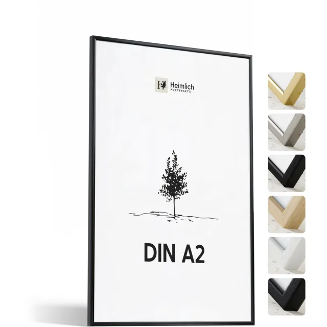 Heimlich Fotolijst A2 (42x59,4 cm) - Posterlijst Metaal Zwart - Wandhangend - Onbreekbaar Kunststof Glas