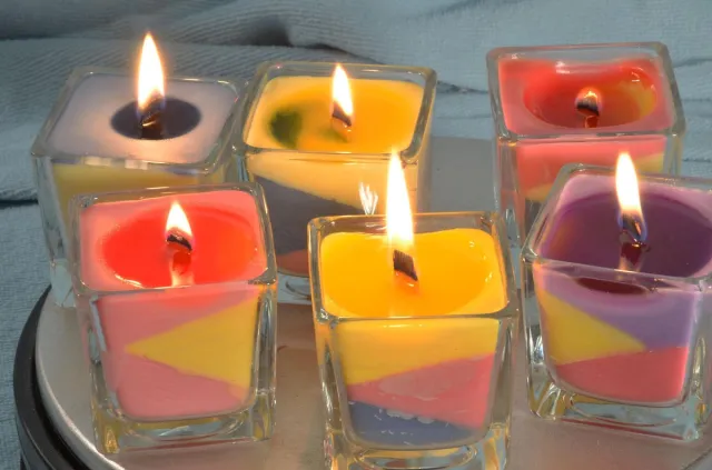 MilaNNE Set van 6 stuks "Wooden Wick" (houten pit) kaarsen in glas - met de hand gemaakt door Candles by Milanne - BEKIJK VIDEO rood