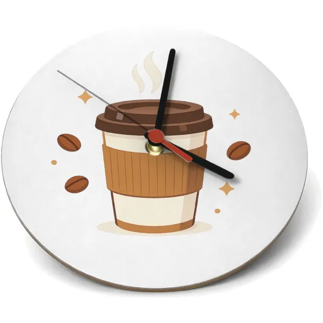 Mr Cadeautjes Klok rond Ø 19 - design Een compacte typografische koffieposter met één centrale ill | cadeau Wit
