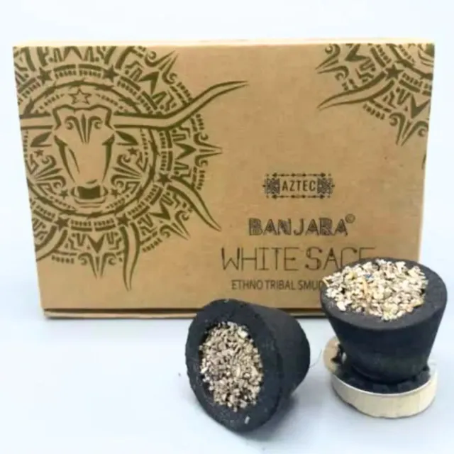 AUM Fragances Banjara - White Sage - Witte salie - Hars Wierook - Houtskool Bekers
